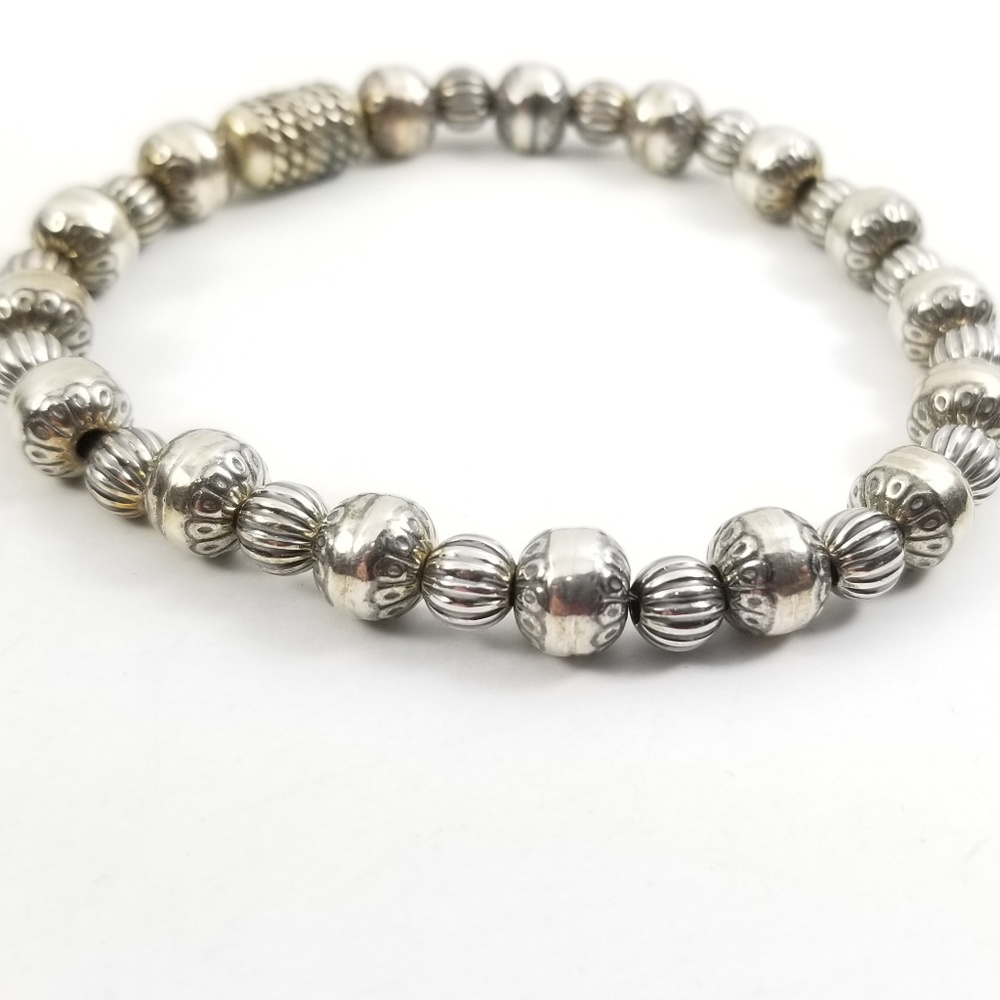 Southwestern Sterling Beaded Bracelet Magnetic